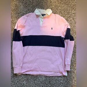 Ralph Lauren Pink and Navy Rugby Shirt